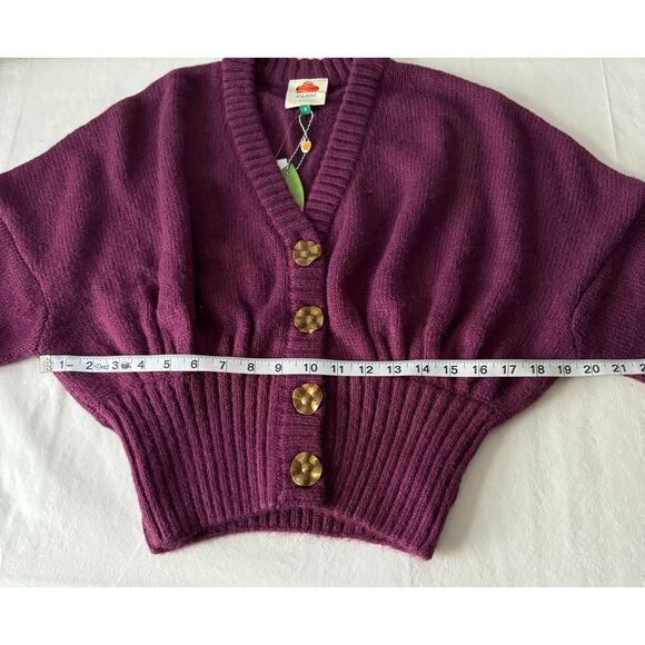 New FARM Rio Bubble Knit Cardigan in Burgundy Women Size S - Picture 9 of 10